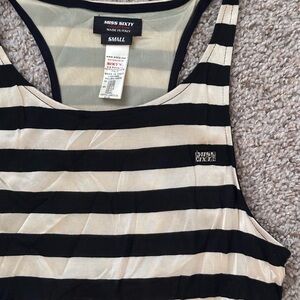 Miss Sixty Black and Cream Striped Dress